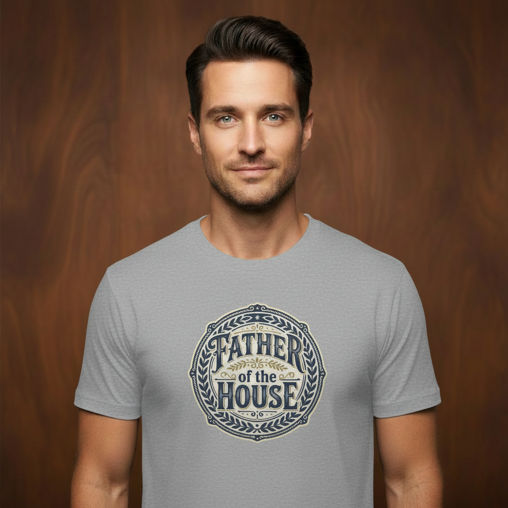 Sport grey t-shirt on male model with wood texture background