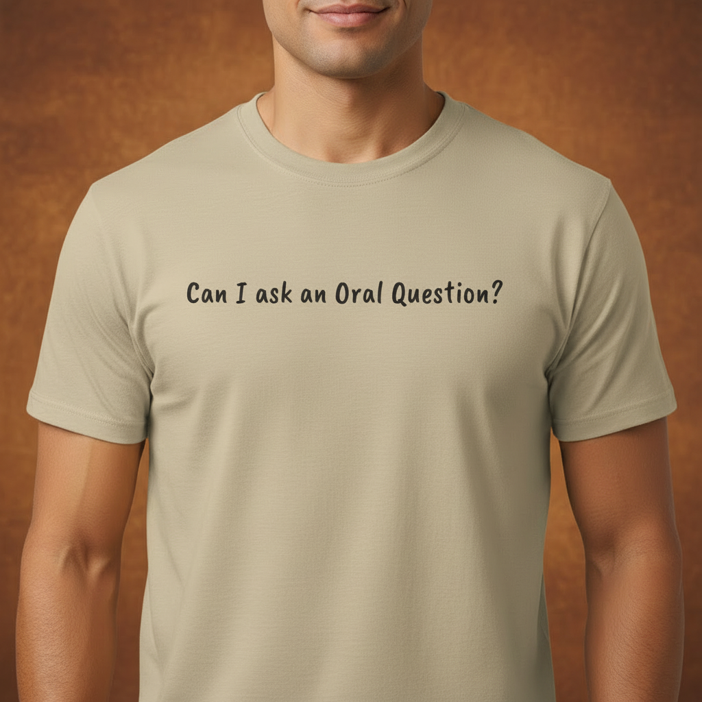 Sand t-shirt on male model with wood texture background