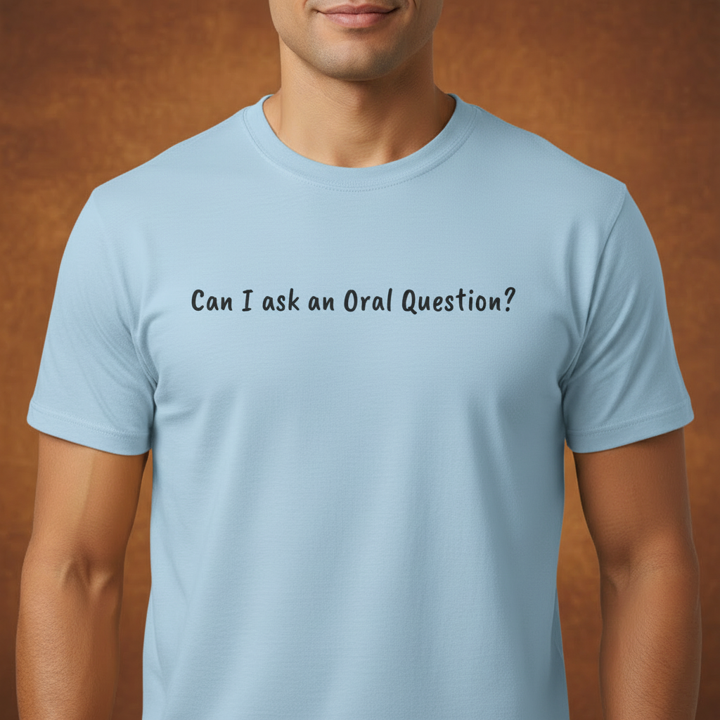 Light blue t-shirt on male model with wood texture background